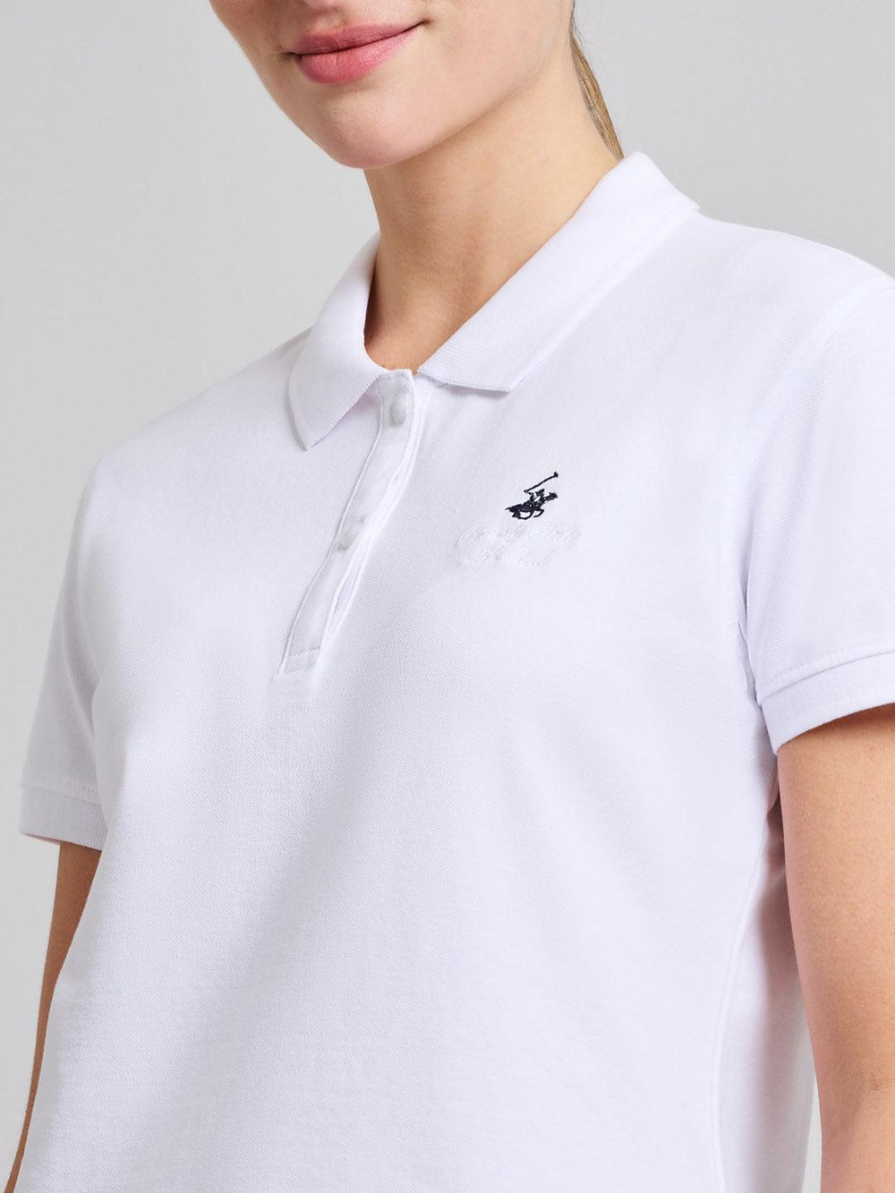 Beverly Hills Polo Club UK-COTTON PIQUE POLO SHIRT GHOST WHITE