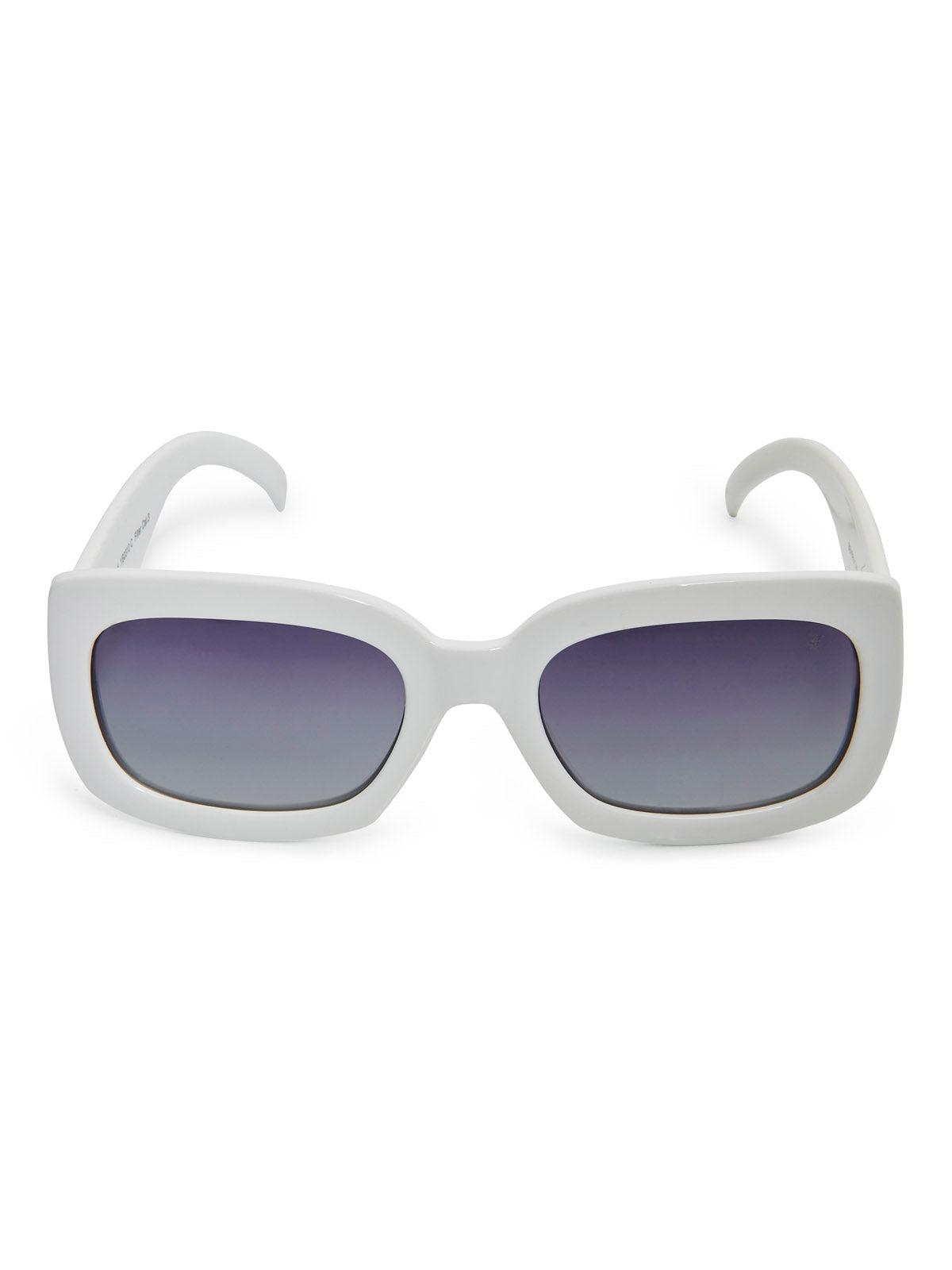 RECTANGULAR WIDE FRAME POLARISED SUNGLASSES WHITE GRADIENT GREY BEVERLY HILLS POLO CLUB