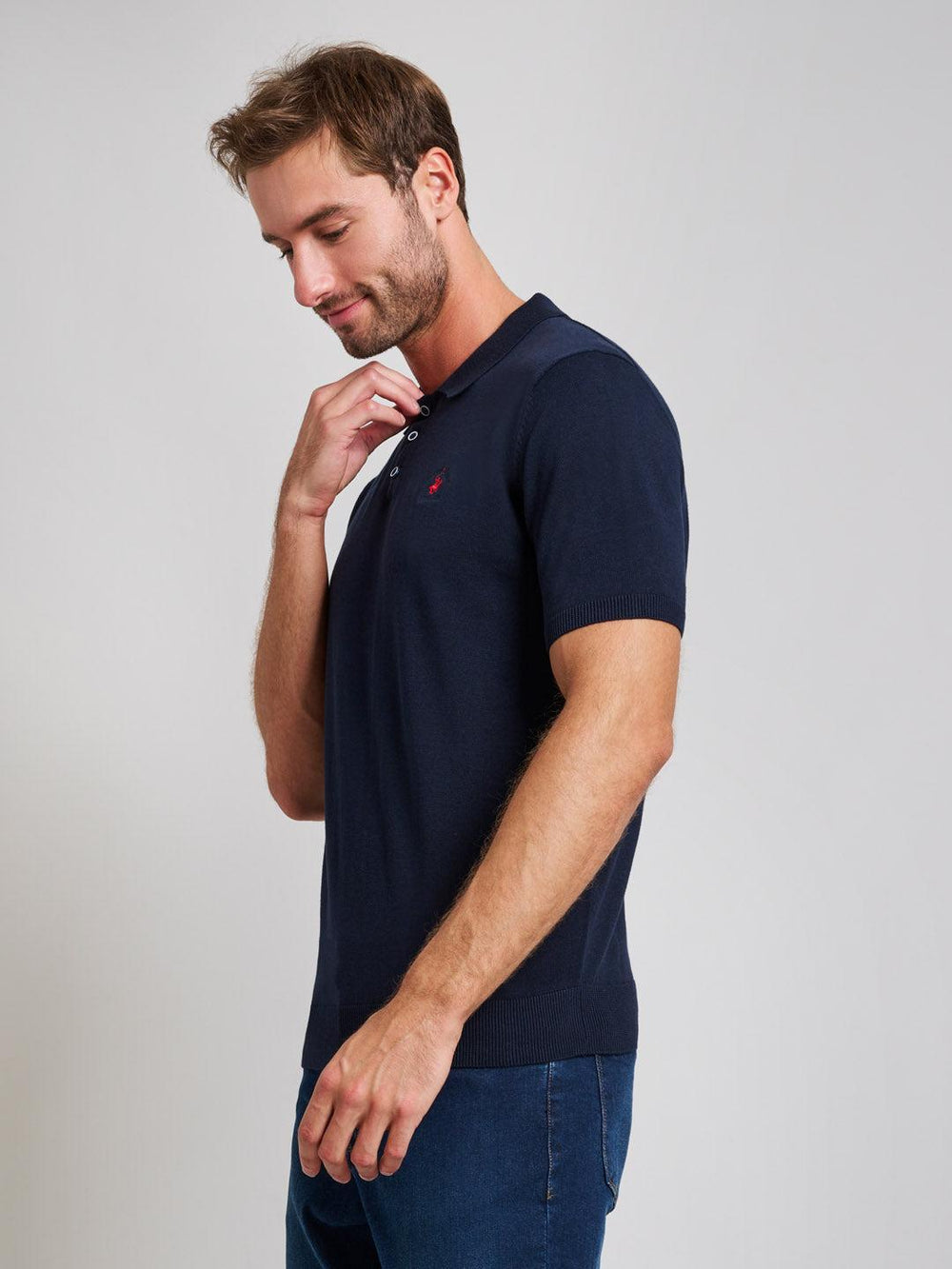 Beverly Hills Polo Club UK-SOFT COTTON MODERN SLIM FIT POLO SHIRT DARK NAVY