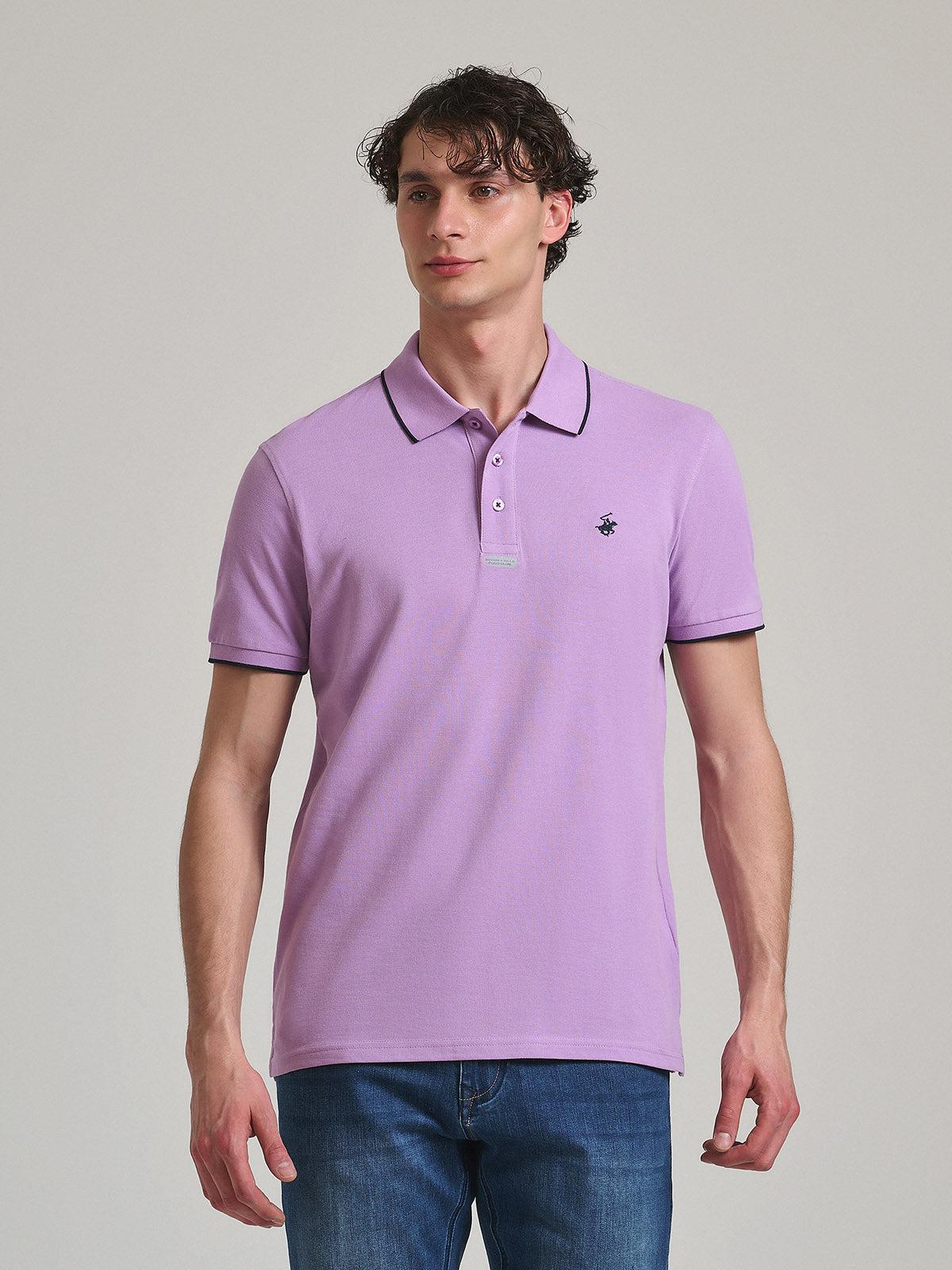 TIPPED PLACKET TAG POLO SHIRT LILAC