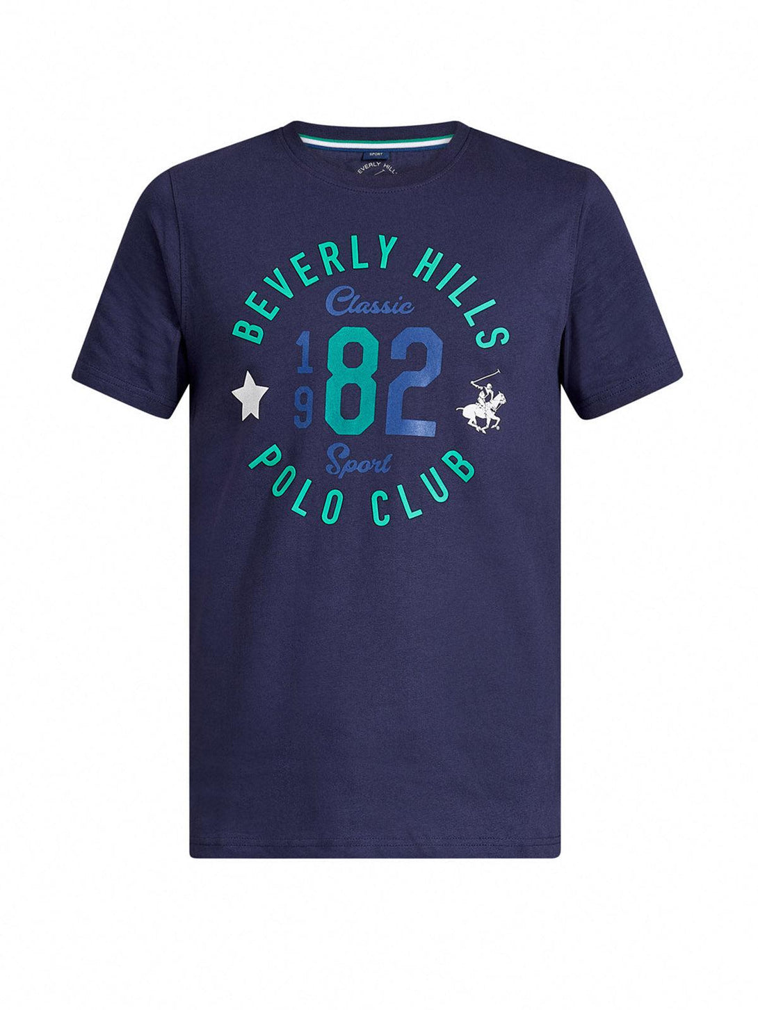 Beverly Hills Polo Club UK-1982 CLASSIC SPORT T-SHIRT TRUE NAVY