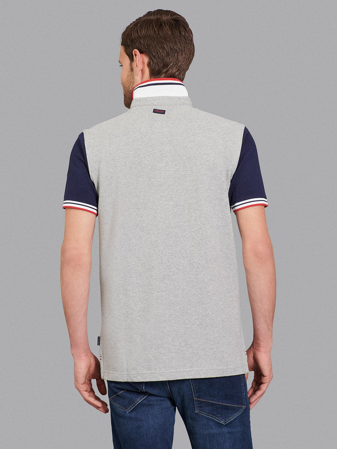 Beverly Hills Polo Club UK-1982 CONTRAST POLO SHIRT HEATHER GREY