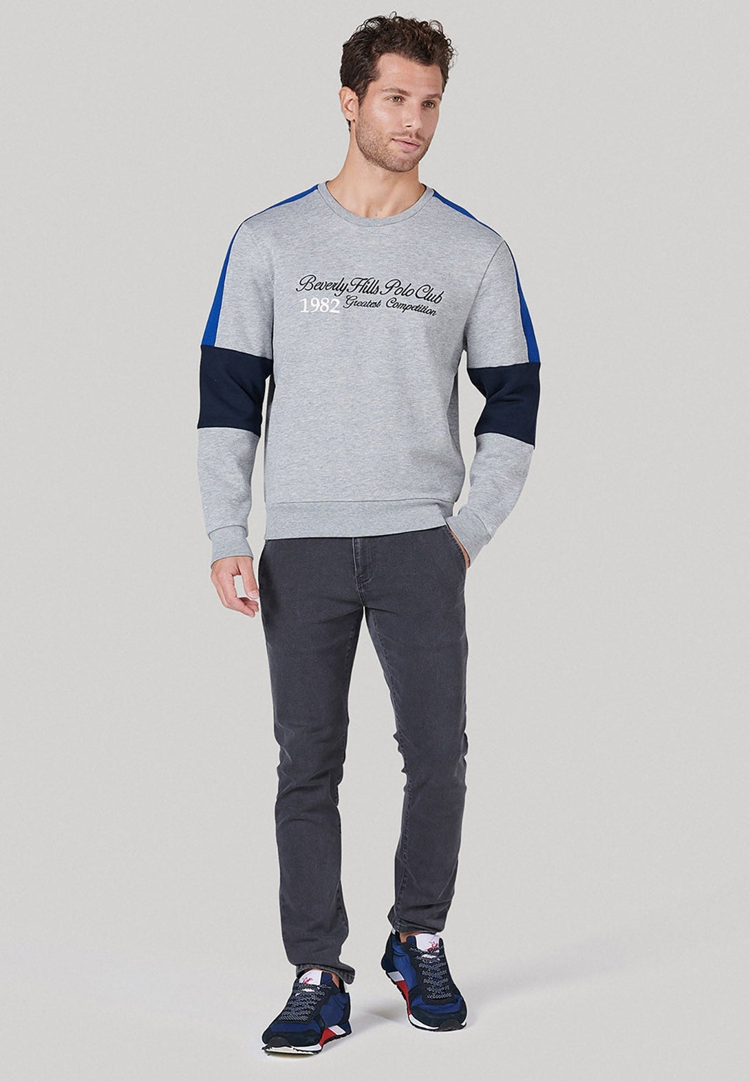 Beverly Hills Polo Club UK-1982 GREATEST COMPETITION SWEATSHIRT GREY MELANGE