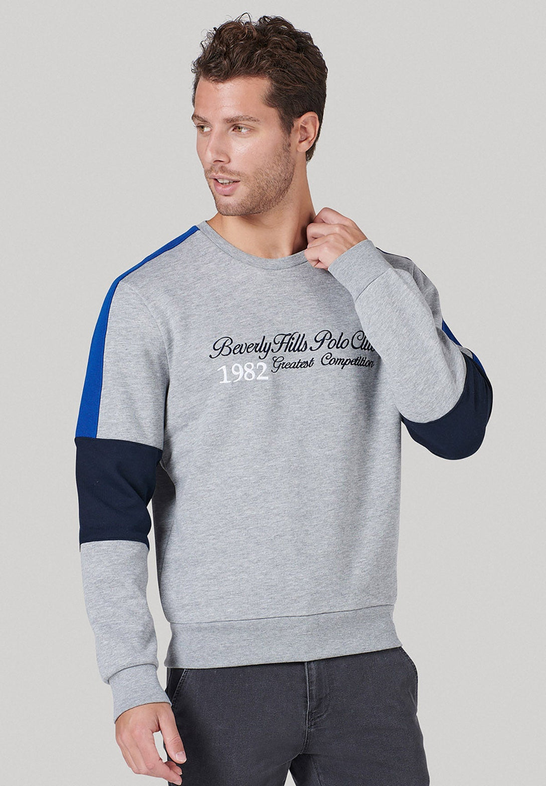 Beverly Hills Polo Club UK-1982 GREATEST COMPETITION SWEATSHIRT GREY MELANGE