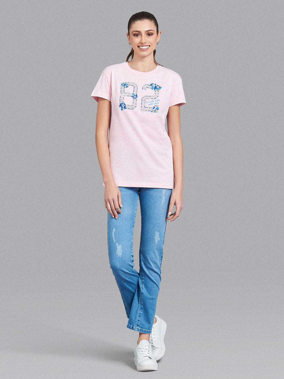 Beverly Hills Polo Club UK-82 FLOWERS T-SHIRT PINK