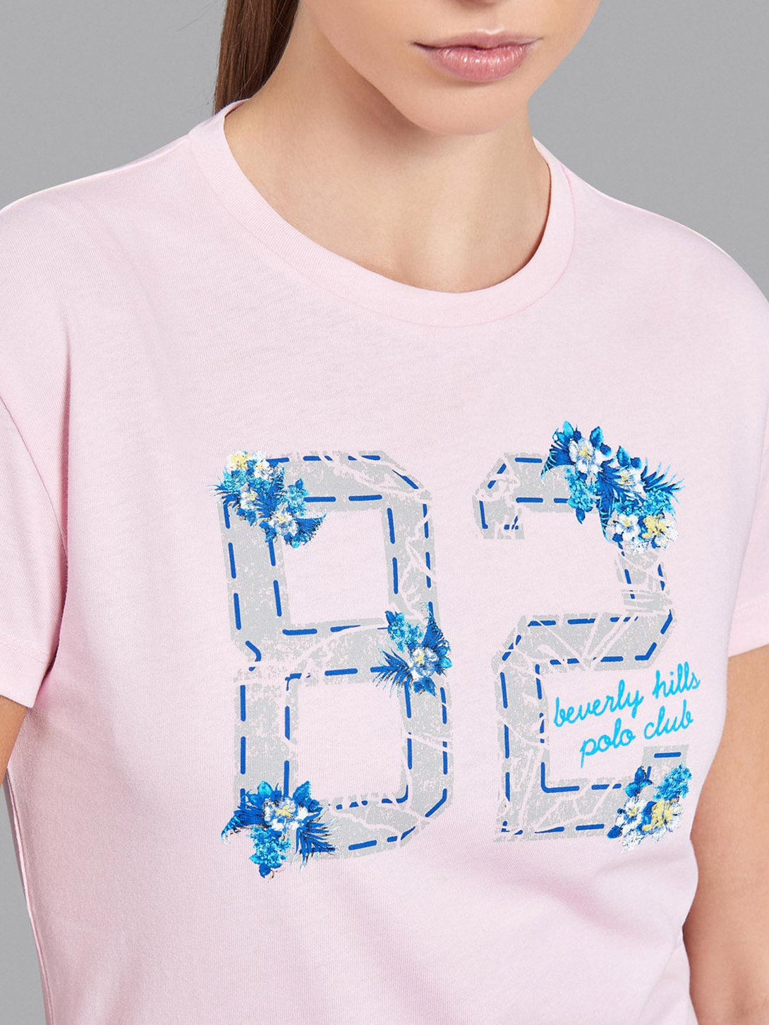 Beverly Hills Polo Club UK-82 FLOWERS T-SHIRT PINK