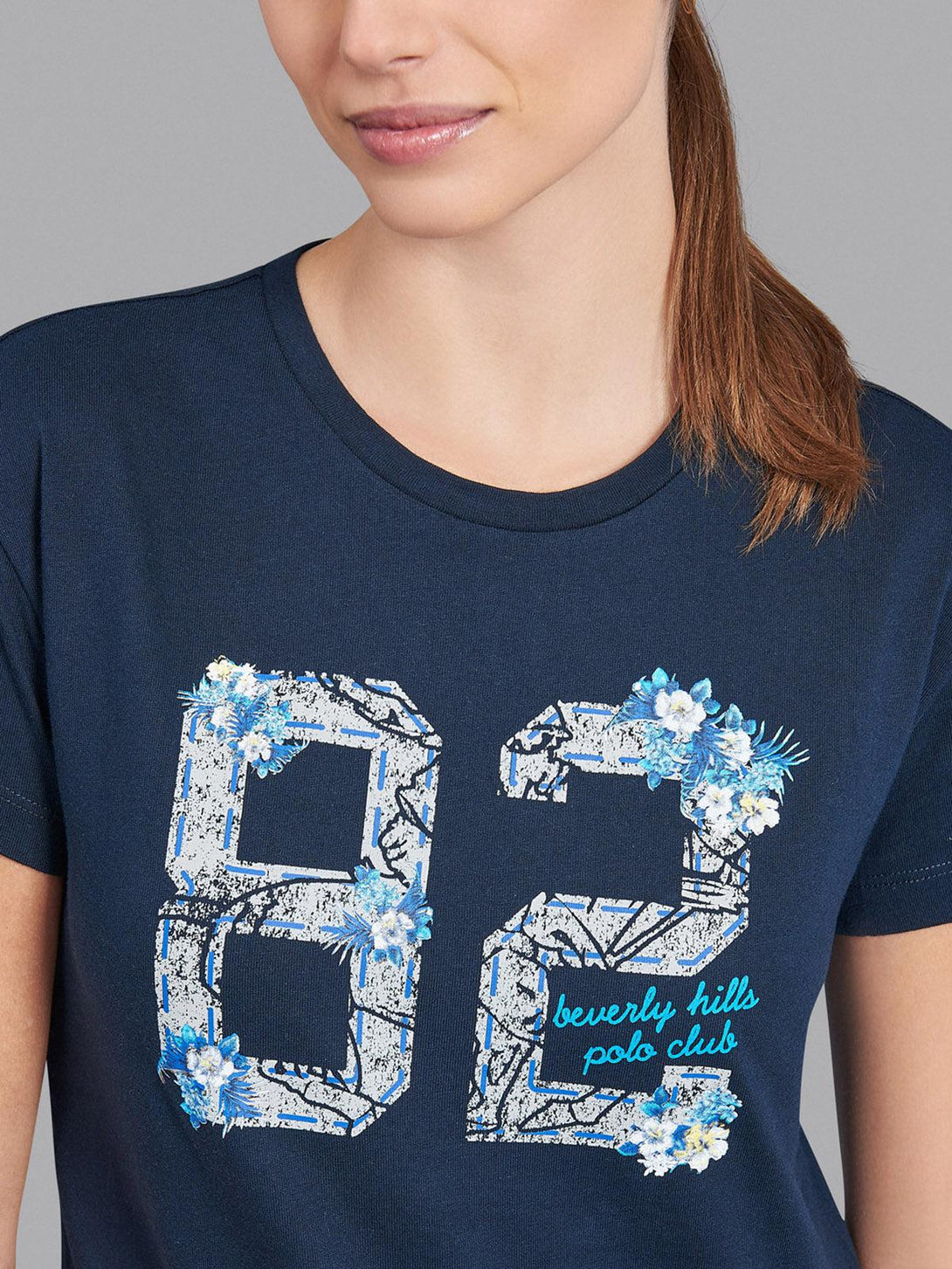 Beverly Hills Polo Club UK-82 FLOWERS T-SHIRT TRUE NAVY