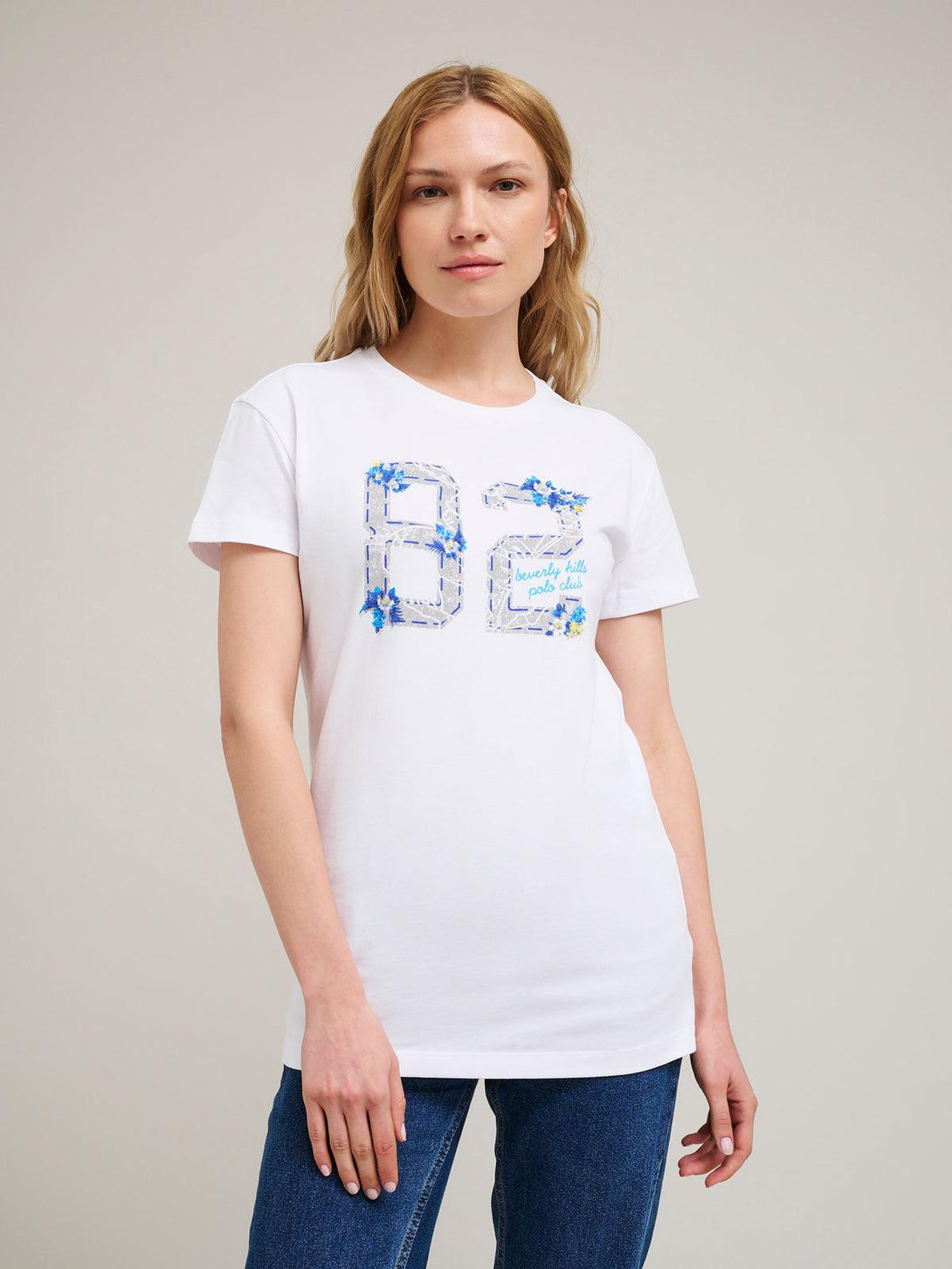 Beverly Hills Polo Club UK-82 FLOWERS T-SHIRT WHITE