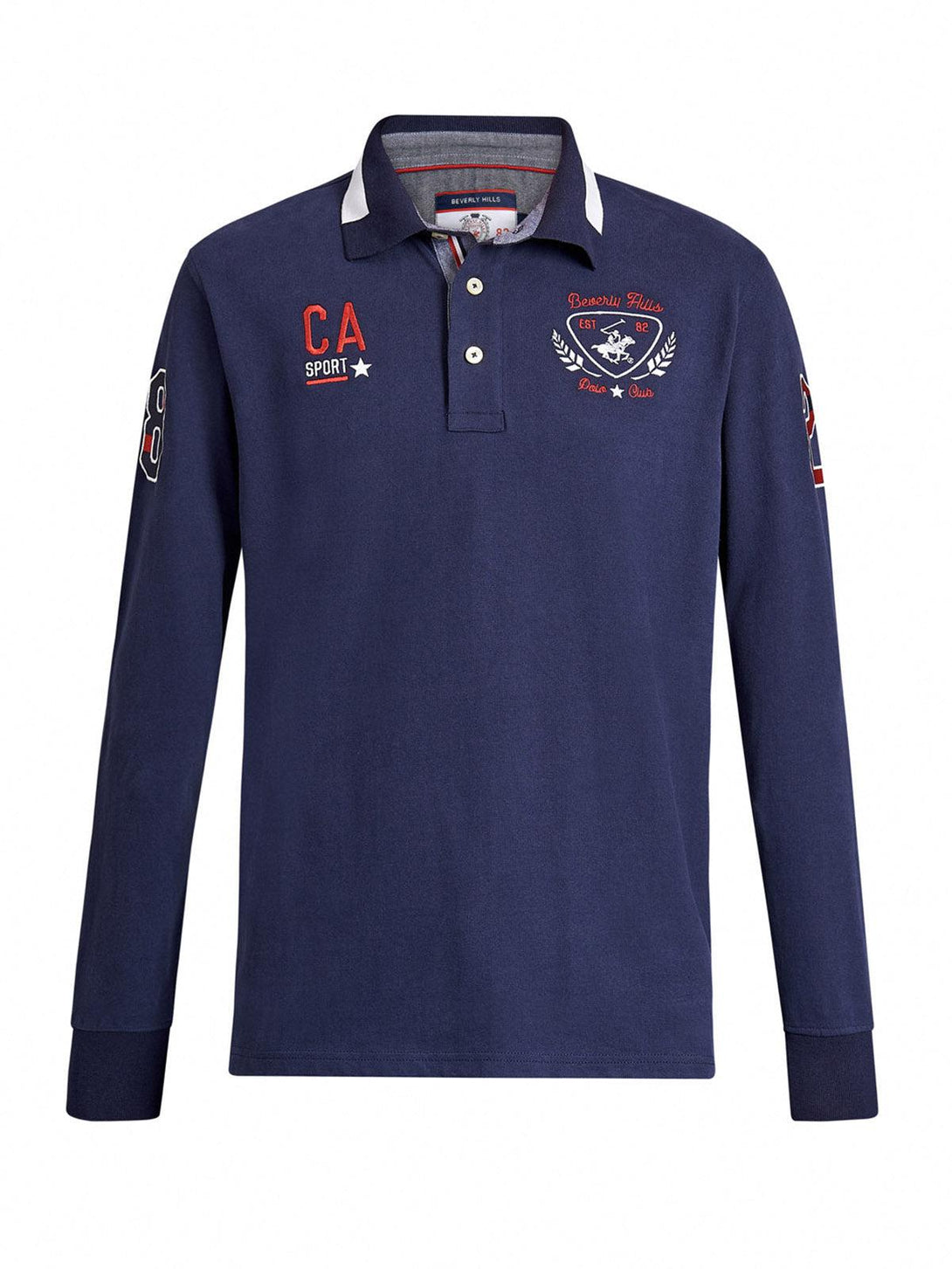 Beverly Hills Polo Club UK-82 TEAM WREATH LS POLO SHIRT TRUE NAVY