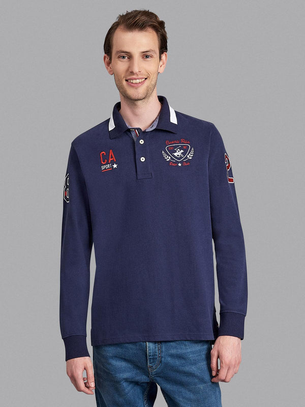 Beverly Hills Polo Club UK-82 TEAM WREATH LS POLO SHIRT TRUE NAVY