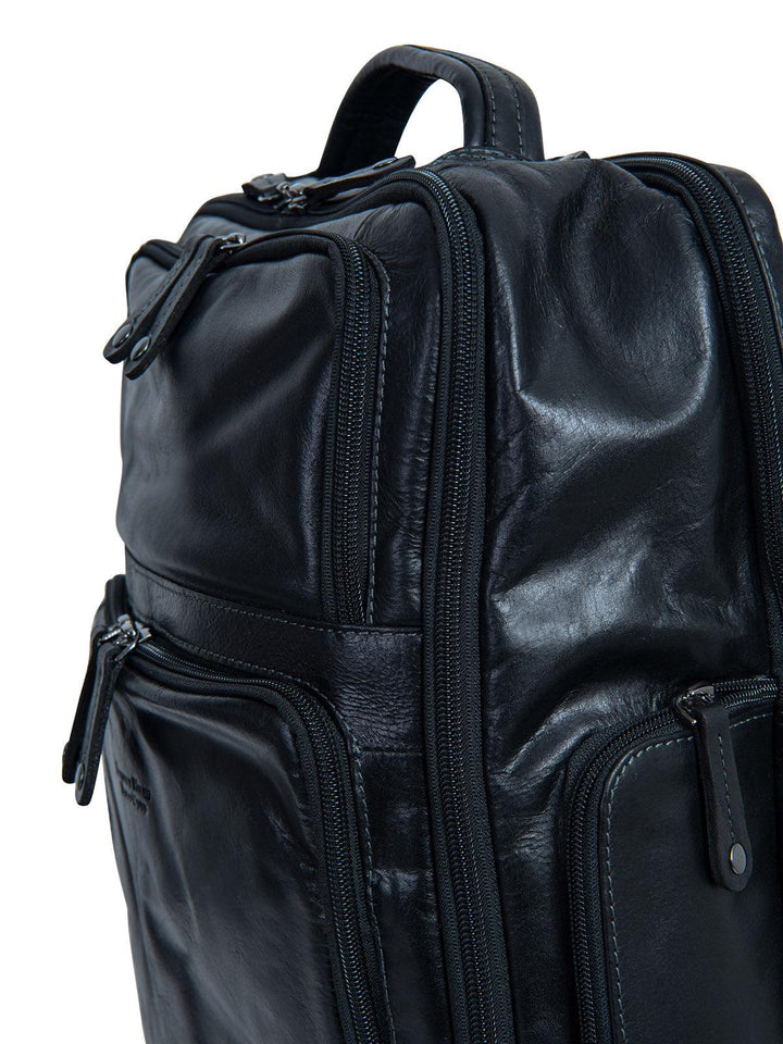 Beverly Hills Polo Club UK-ALL DAY LEATHER BACKPACK BLACK