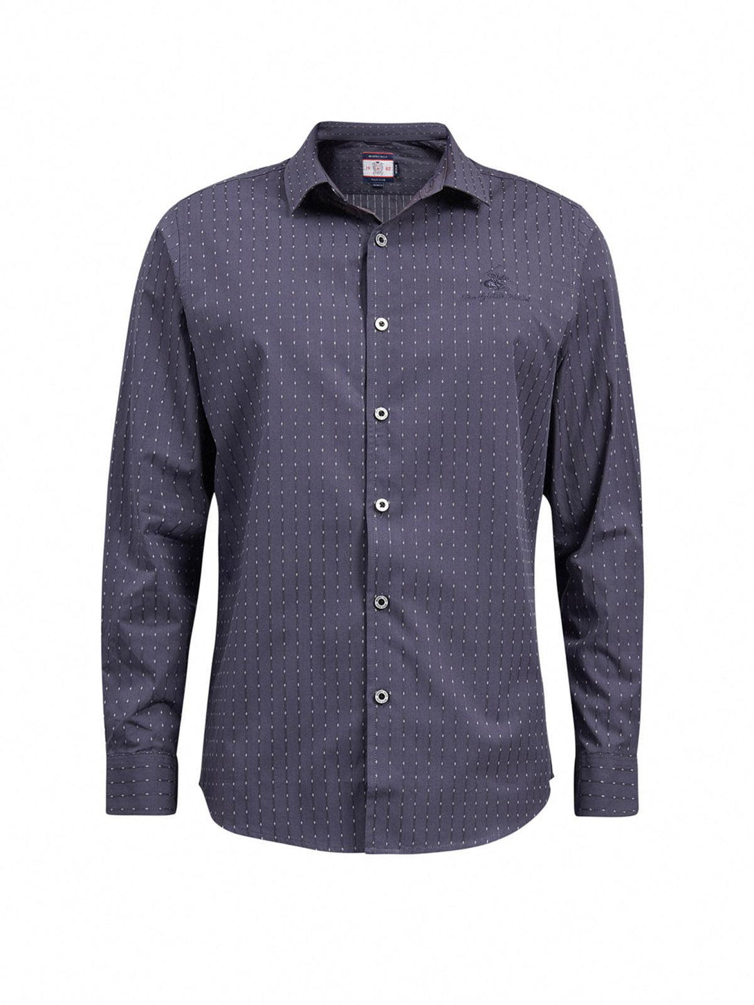 Beverly Hills Polo Club UK-ALL OVER SIGNATURE FORMAL SHIRT DARK CHARCOAL