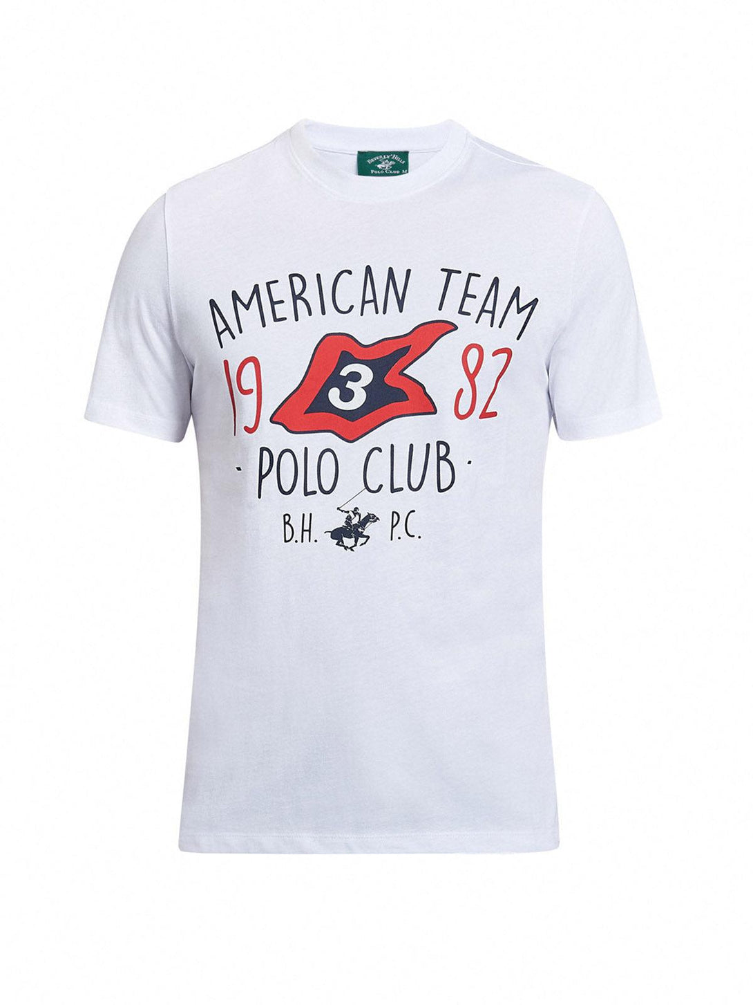 Beverly Hills Polo Club UK-AMERICA TEAM 1982 STAMPED T-SHIRT WHITE