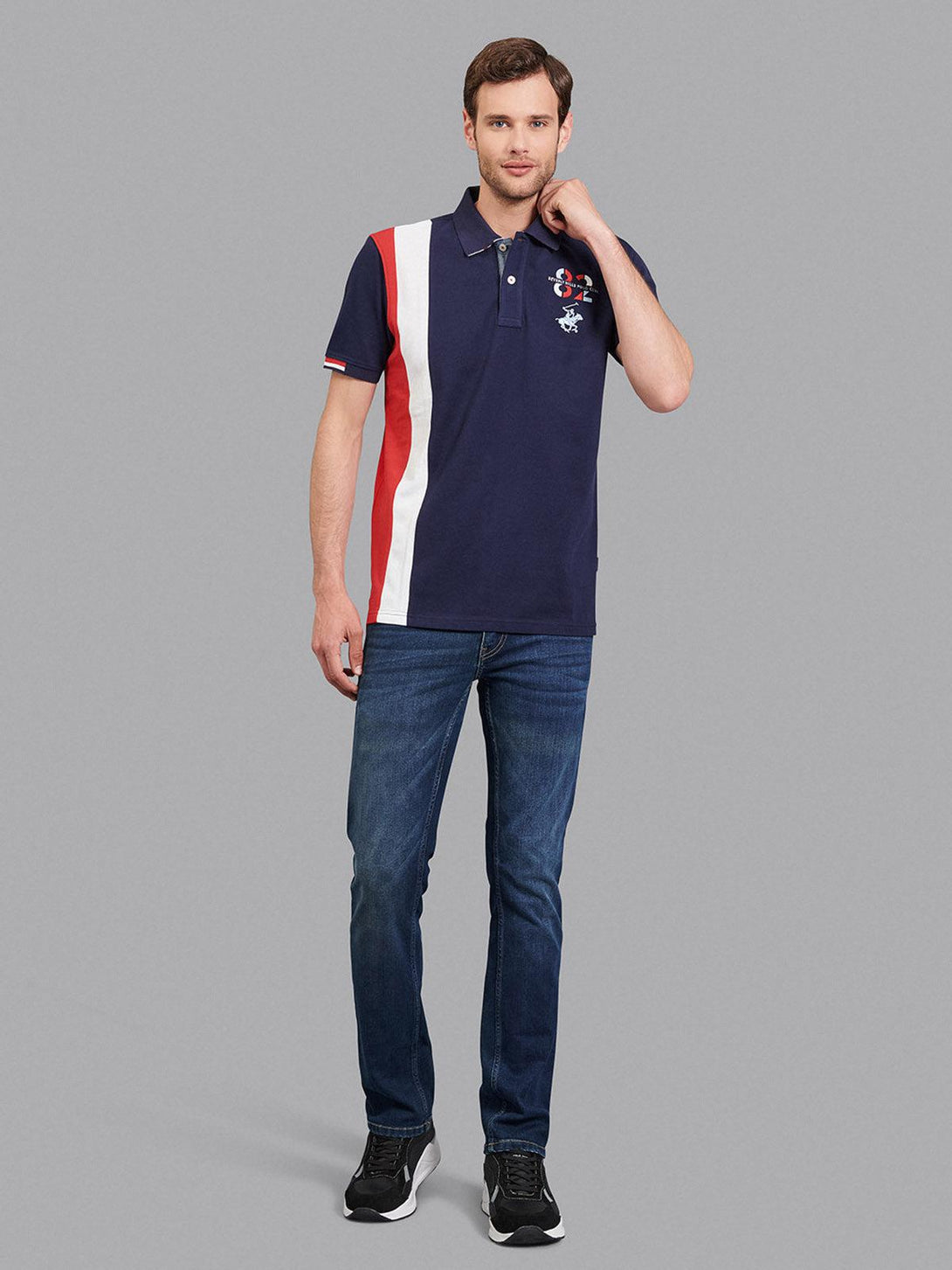 Beverly Hills Polo Club UK-ASYMMETRIC 82 POLO PONY POLO SHIRT TRUE NAVY