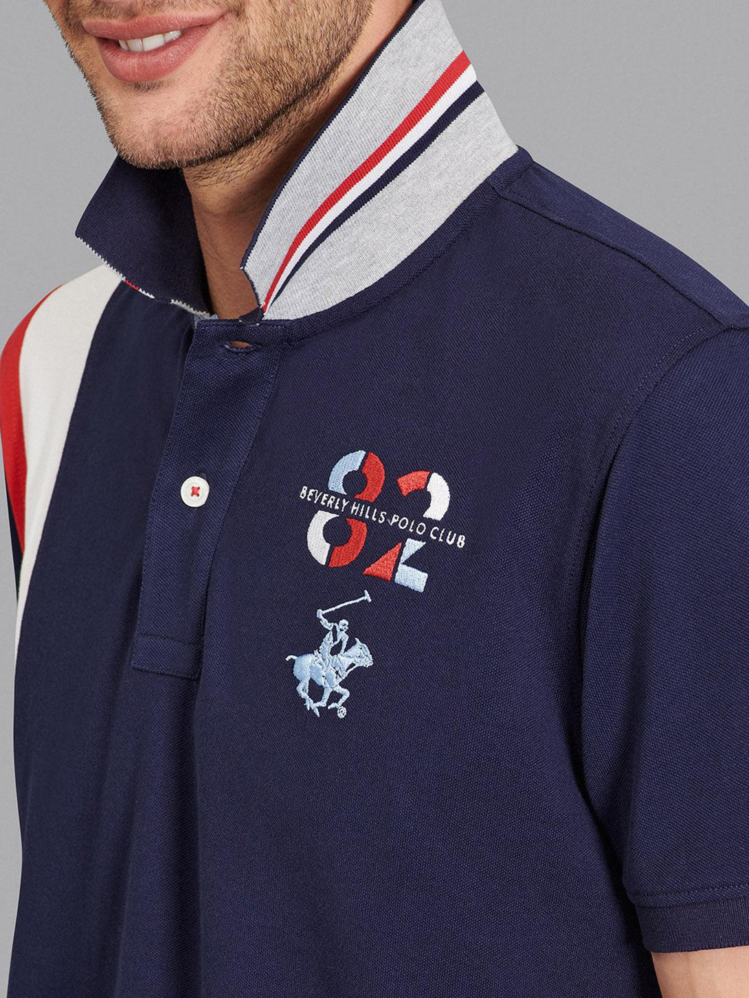 Beverly Hills Polo Club UK-ASYMMETRIC 82 POLO PONY POLO SHIRT TRUE NAVY