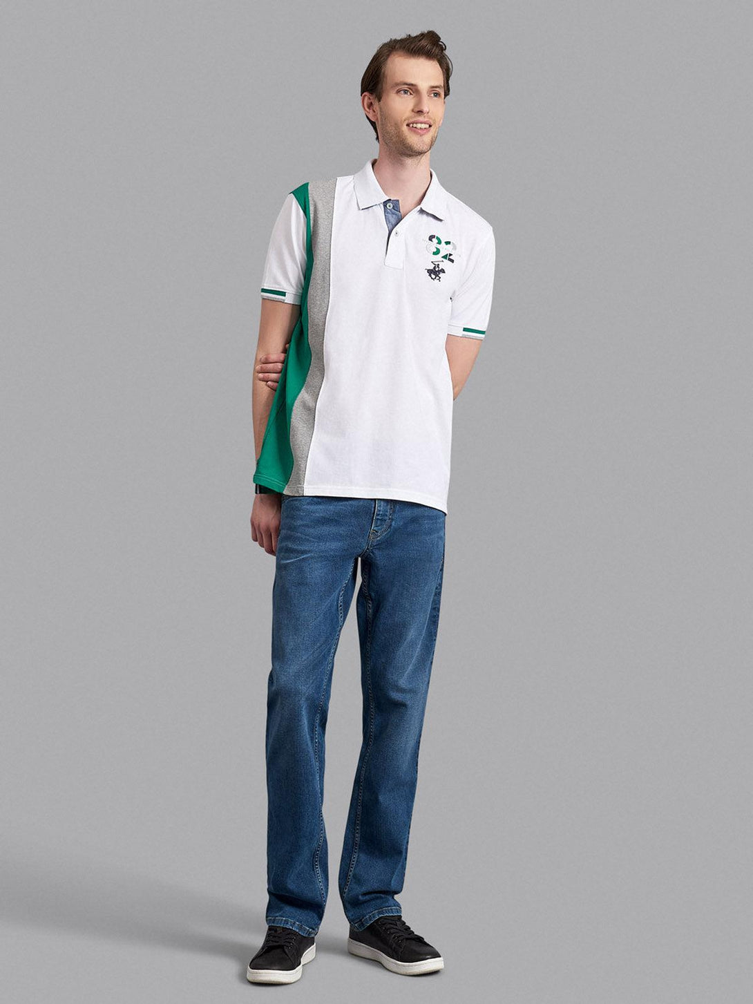 Beverly Hills Polo Club UK-ASYMMETRIC 82 POLO PONY POLO SHIRT WHITE