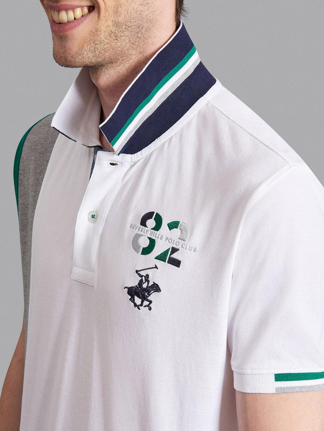 Beverly Hills Polo Club UK-ASYMMETRIC 82 POLO PONY POLO SHIRT WHITE