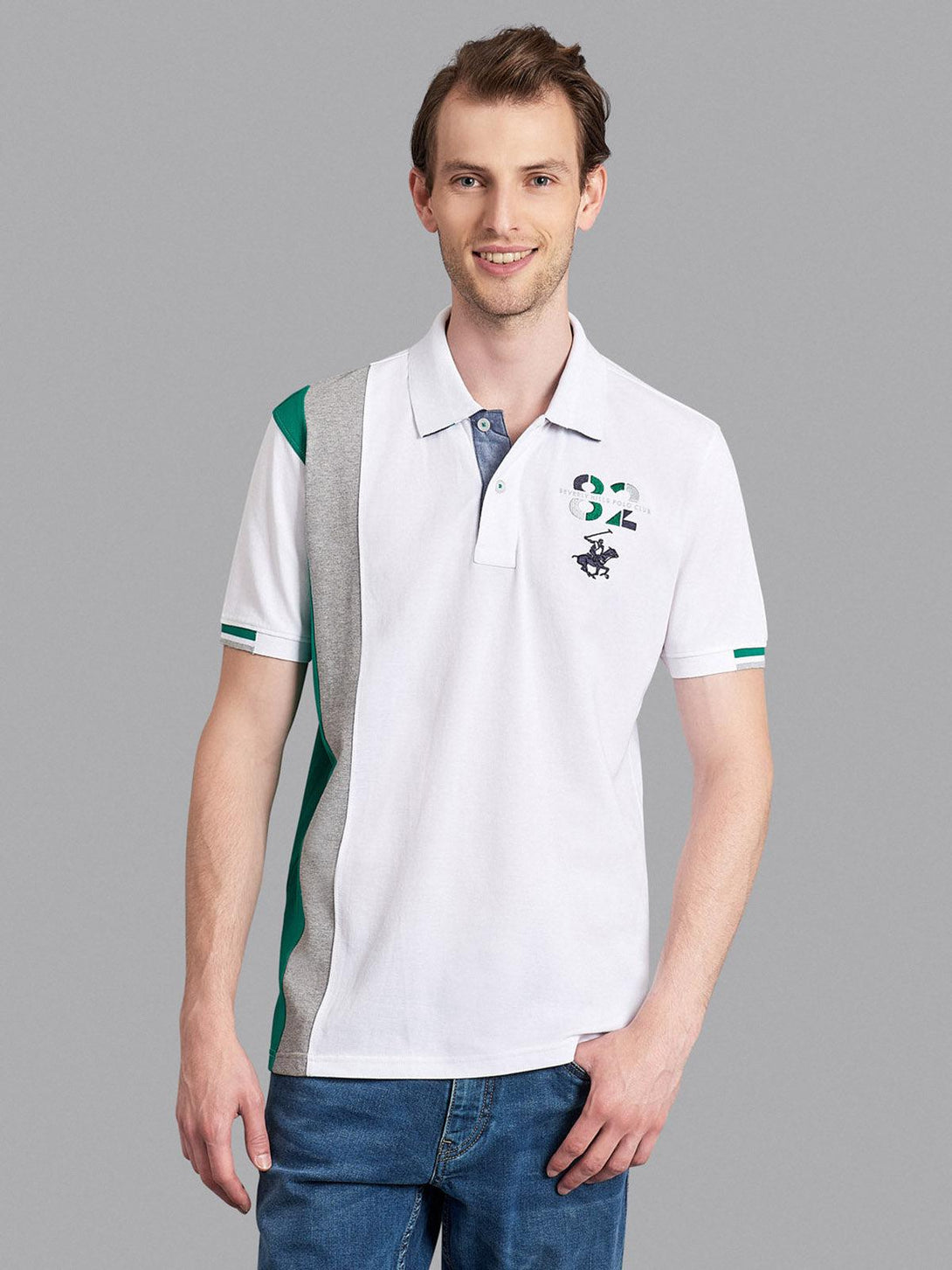 Beverly Hills Polo Club UK-ASYMMETRIC 82 POLO PONY POLO SHIRT WHITE