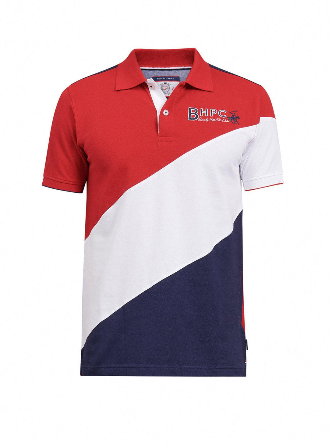 Beverly Hills Polo Club UK-ASYMMETRIC BHPC LOGO POLO SHIRT AA RED