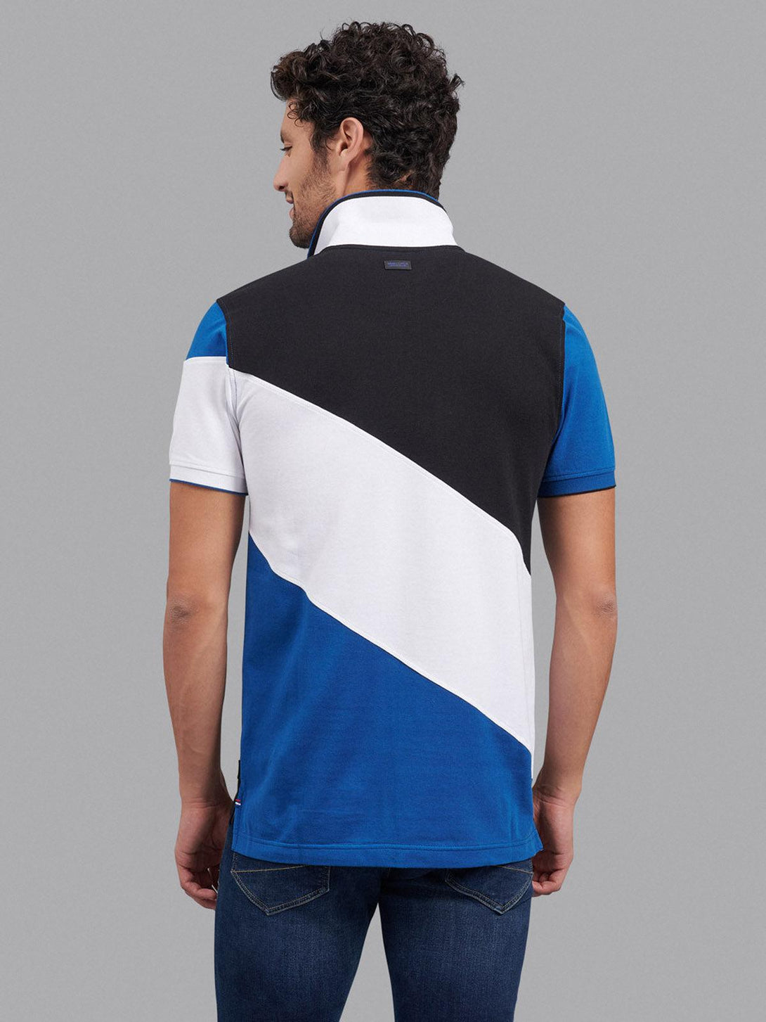 Beverly Hills Polo Club UK-ASYMMETRIC BHPC LOGO POLO SHIRT BALTIC BLUE