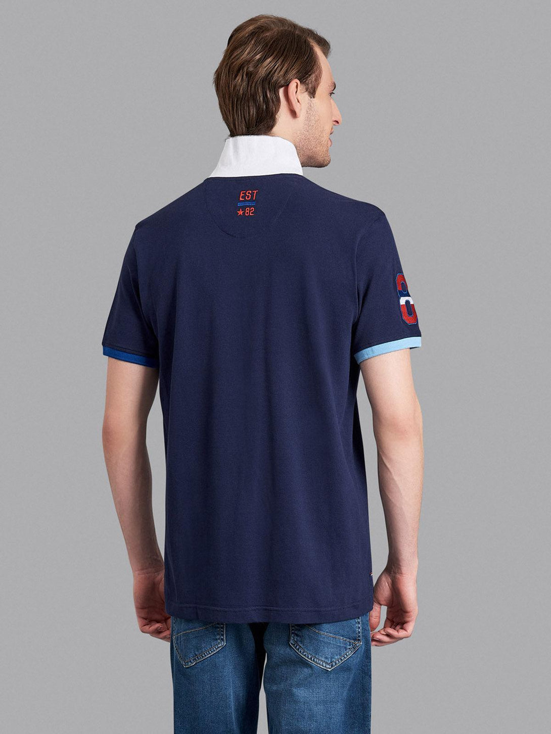 Beverly Hills Polo Club UK-ASYMMETRIC CONTRAST TEAM POLO SHIRT TRUE NAVY