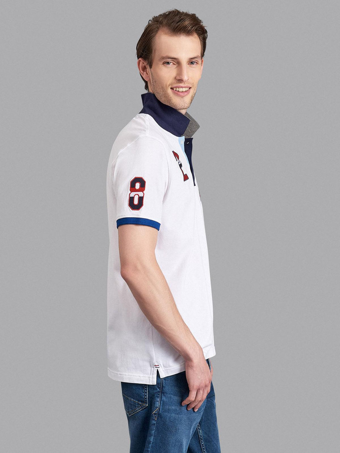 Beverly Hills Polo Club UK-ASYMMETRIC CONTRAST TEAM POLO SHIRT WHITE