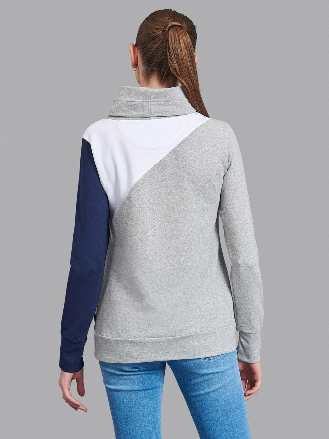 Beverly Hills Polo Club UK-ASYMMETRIC FUNNEL NECK SWEATSHIRT HEATHER GREY