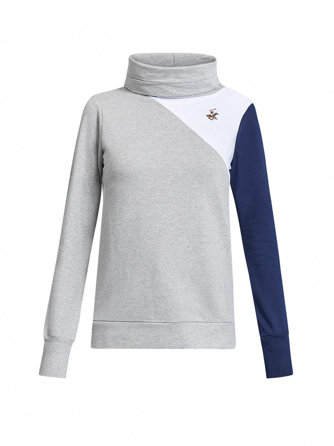 Beverly Hills Polo Club UK-ASYMMETRIC FUNNEL NECK SWEATSHIRT HEATHER GREY