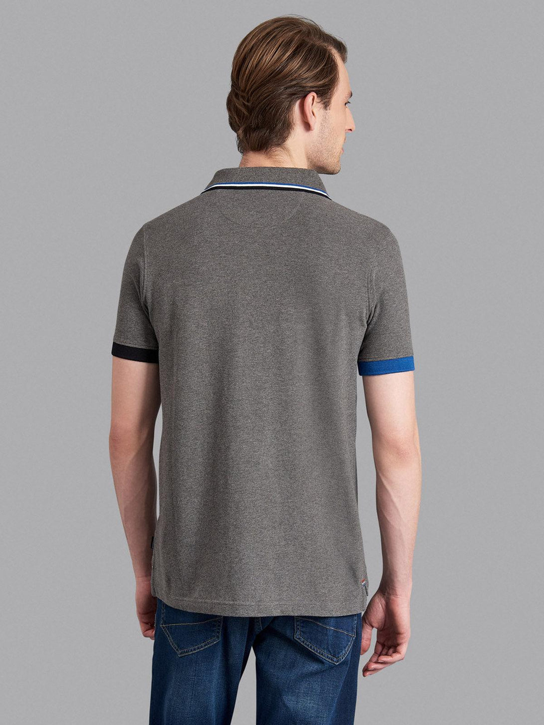 Beverly Hills Polo Club UK-ASYMMETRIC TIPPED SIGNATURE POLO SHIRT HEATHER CHARCOAL