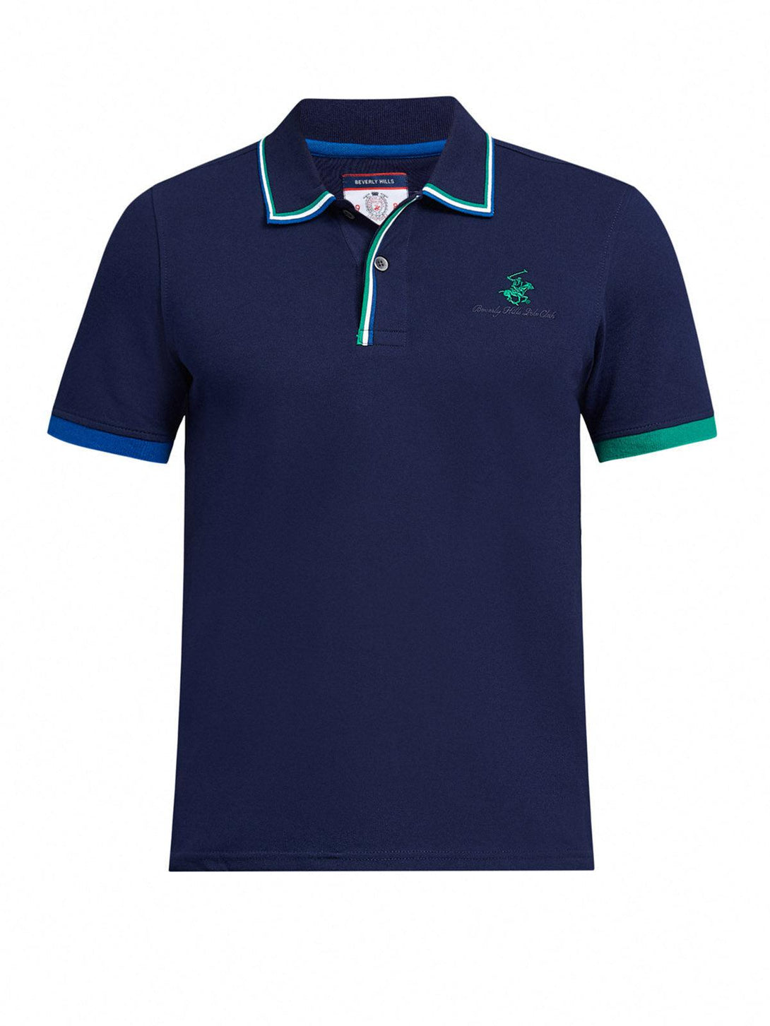 Beverly Hills Polo Club UK-ASYMMETRIC TIPPED SIGNATURE POLO SHIRT TRUE NAVY