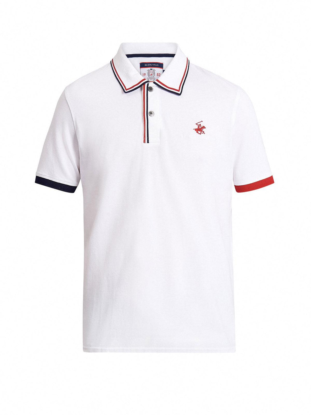 Beverly Hills Polo Club UK-ASYMMETRIC TIPPED SIGNATURE POLO SHIRT WHITE