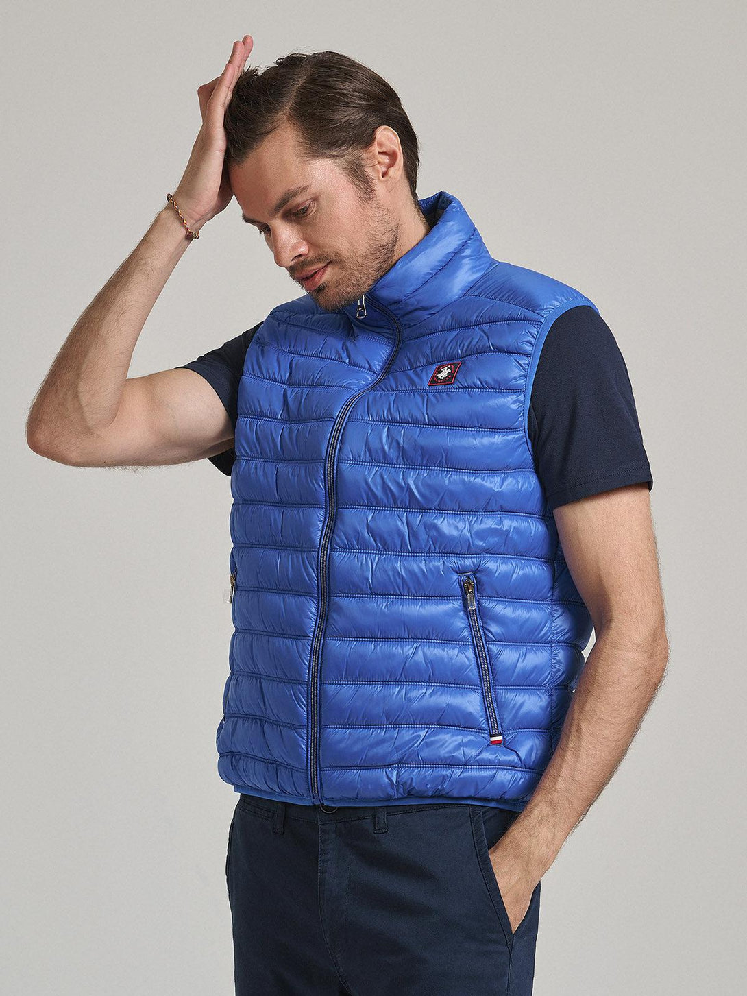 Beverly Hills Polo Club UK-BADGE LOGO GILET IMPERIAL BLUE