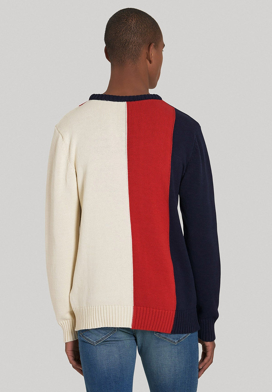 Beverly Hills Polo Club UK-BADGE PATCH PANEL KNIT SWEATER NAVY