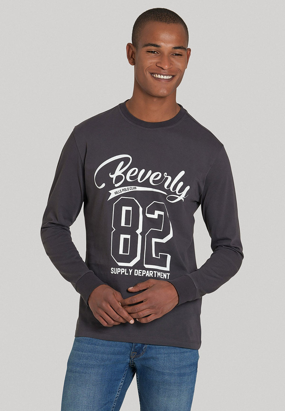 Beverly Hills Polo Club UK-BEVERLY 82 LS T-SHIRT DARK GREY