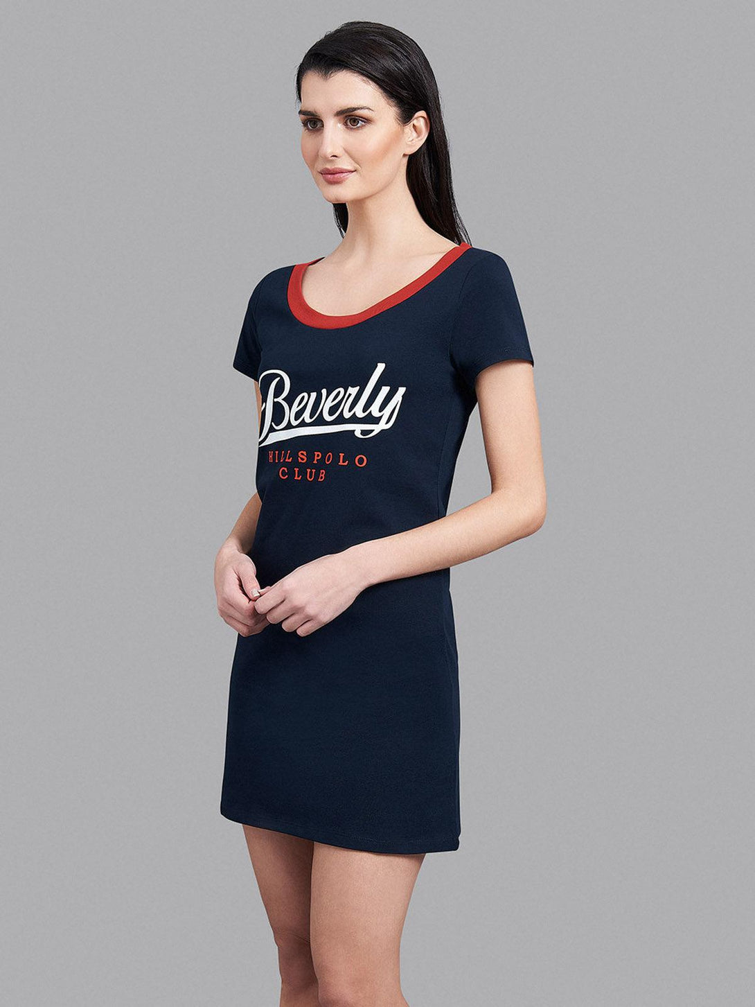 Beverly Hills Polo Club UK-BEVERLY HILLS SCRIPT LOGO DRESS NAVY