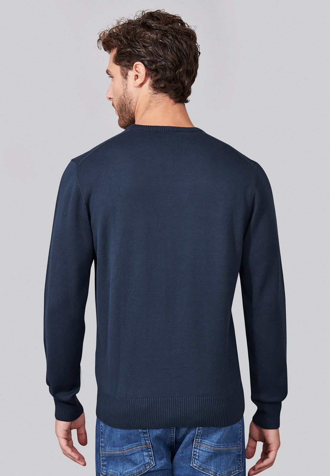 Beverly Hills Polo Club UK-BEVERLY STRIPED CREWNECK KNIT TRUE NAVY