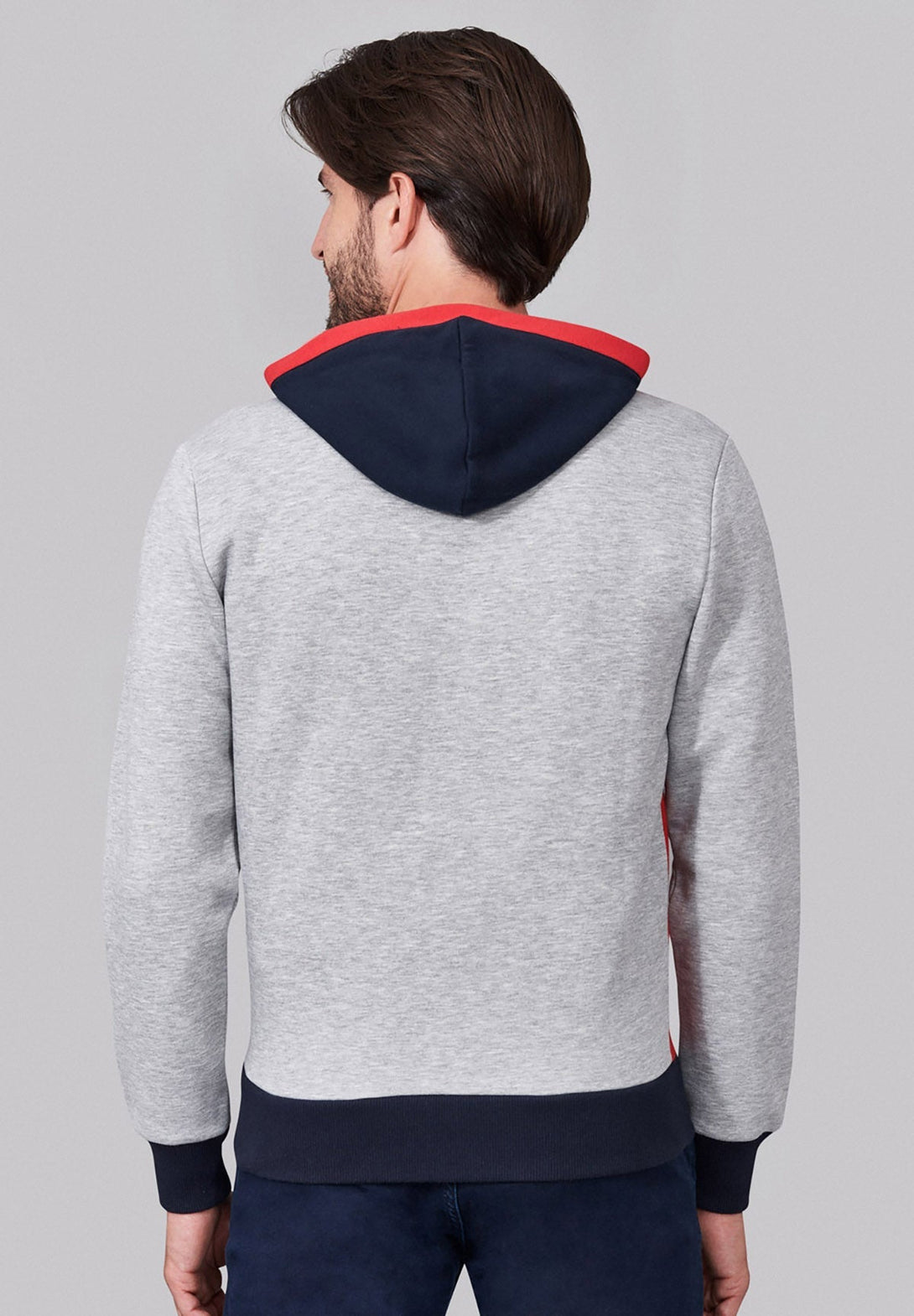 Beverly Hills Polo Club UK-BHPC 1982 COLOUR BLOCK ZIP HOODIE HEATHER GREY