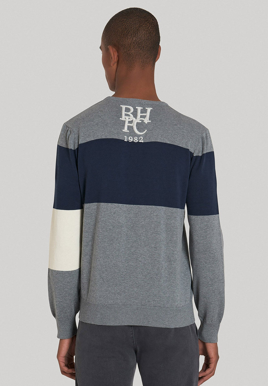 Beverly Hills Polo Club UK-BHPC 1982 CREW NECK KNIT GREY MELANGE