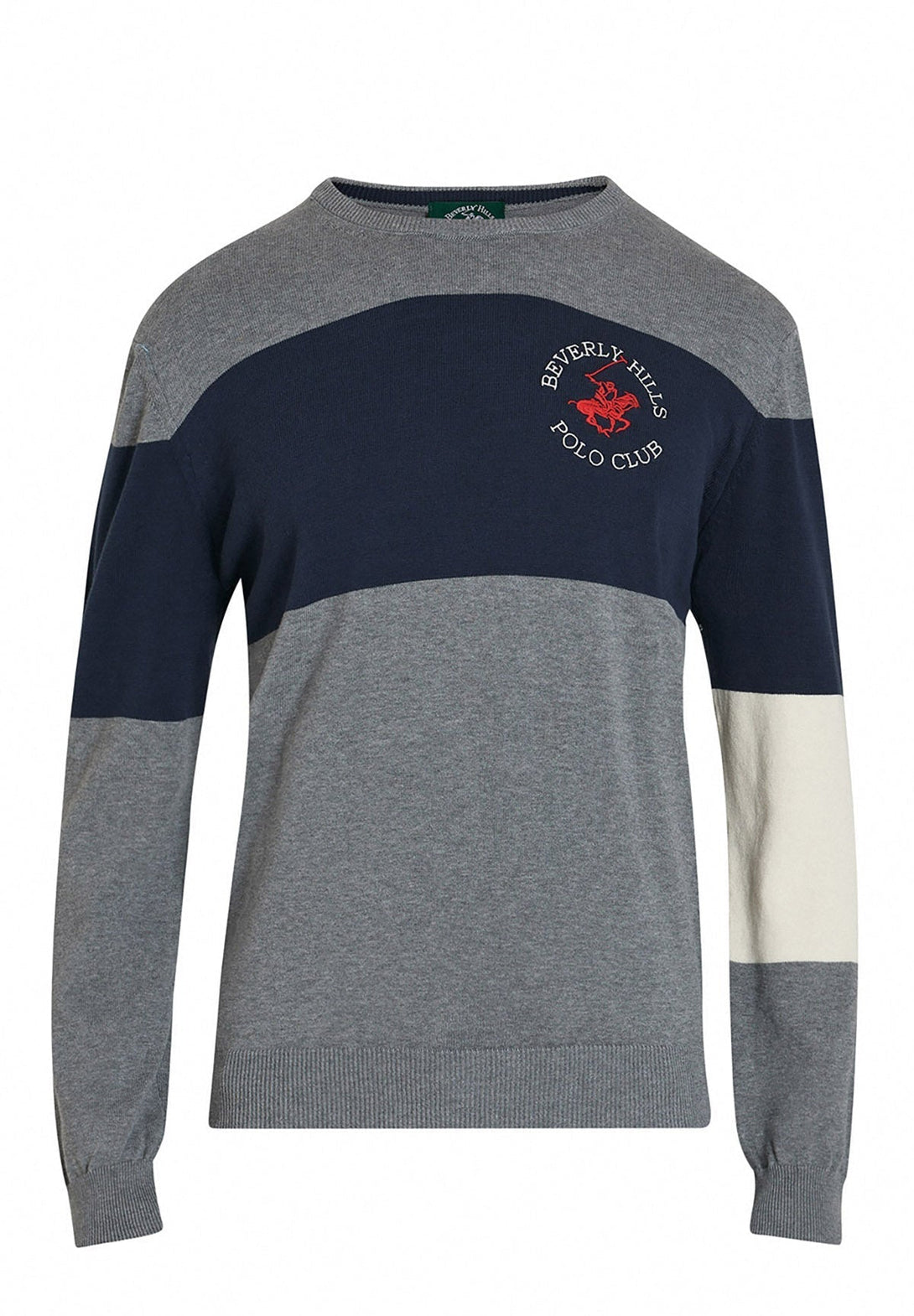 Beverly Hills Polo Club UK-BHPC 1982 CREW NECK KNIT GREY MELANGE