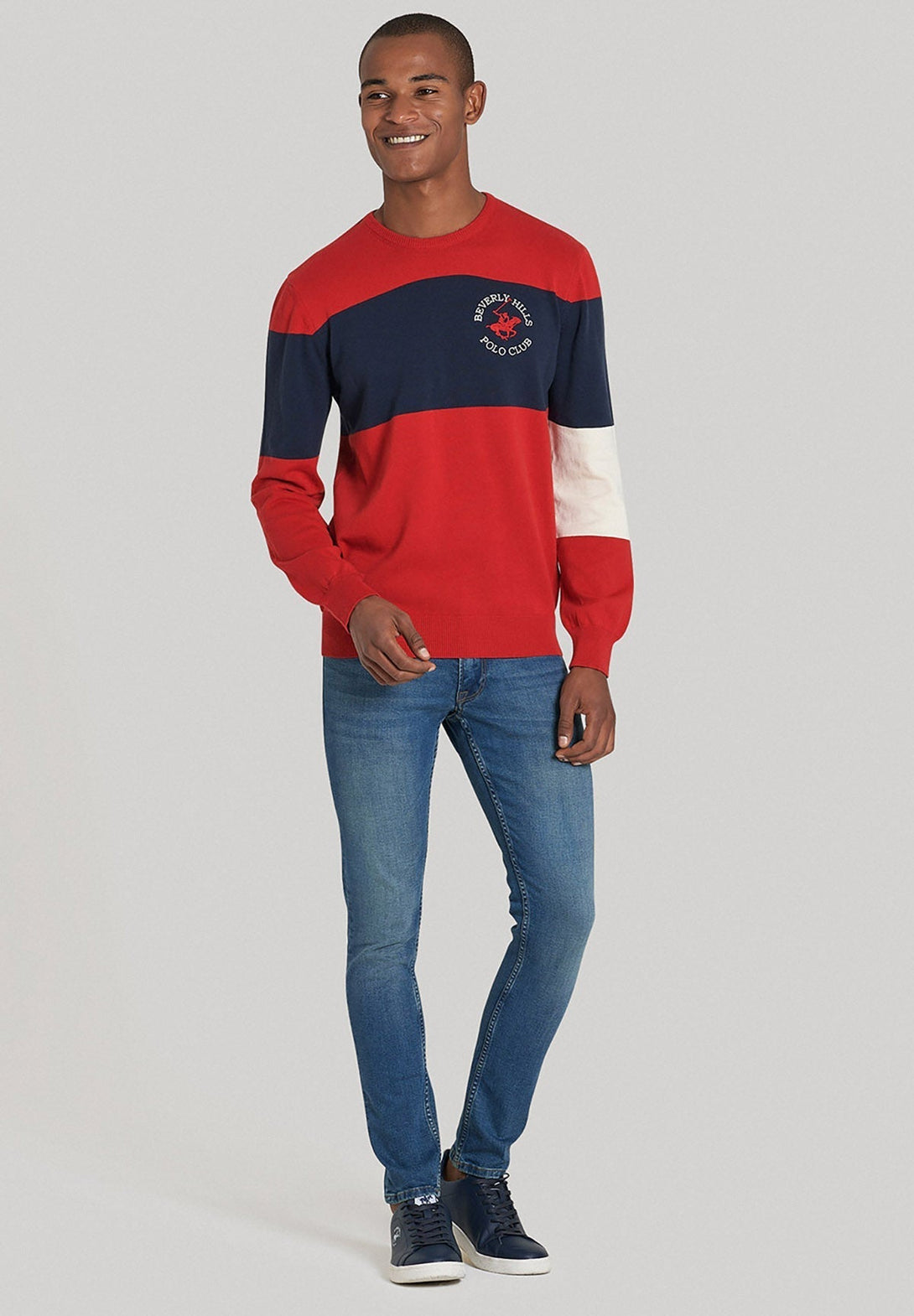 Beverly Hills Polo Club UK-BHPC 1982 CREW NECK KNIT RED