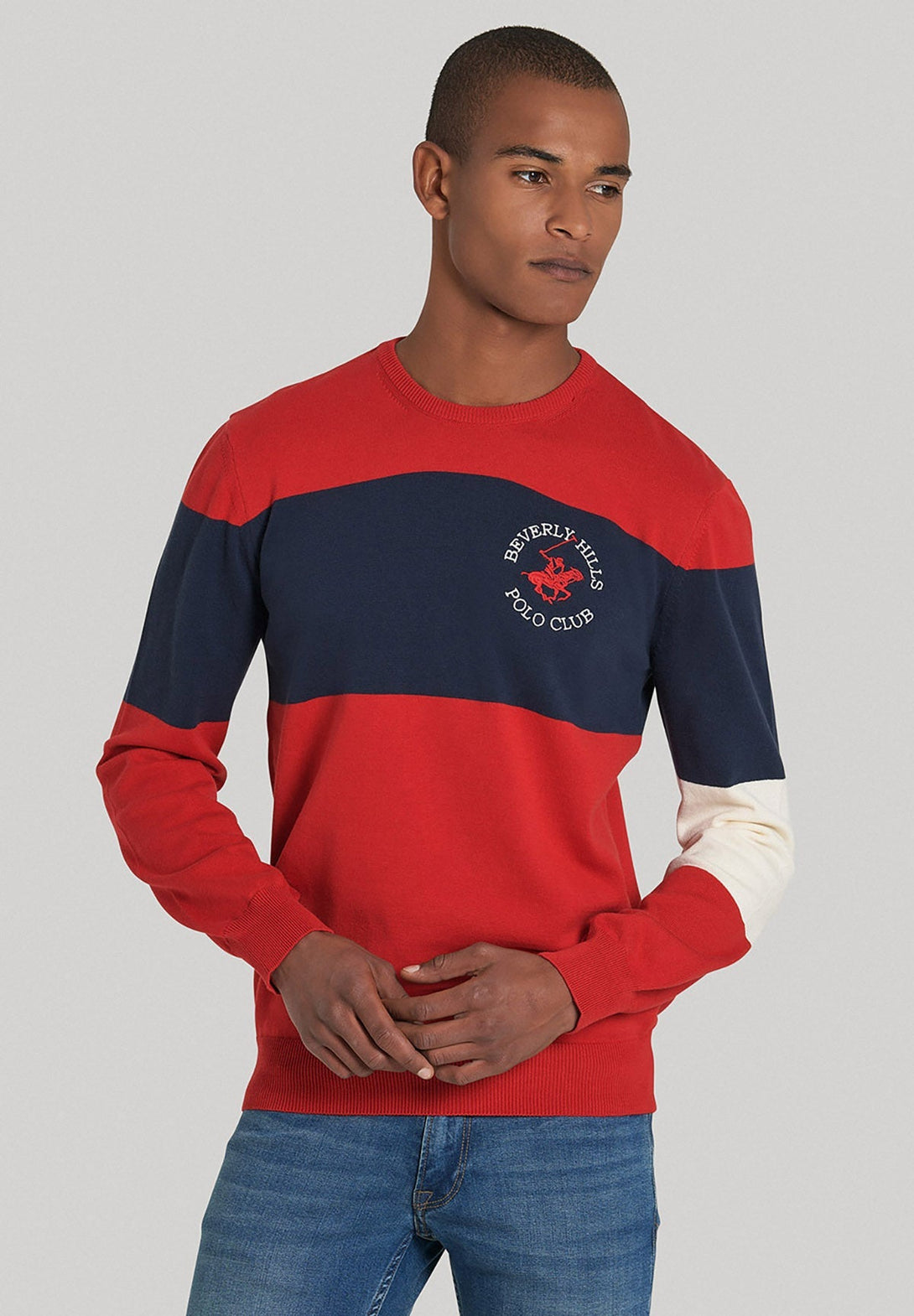 Beverly Hills Polo Club UK-BHPC 1982 CREW NECK KNIT RED