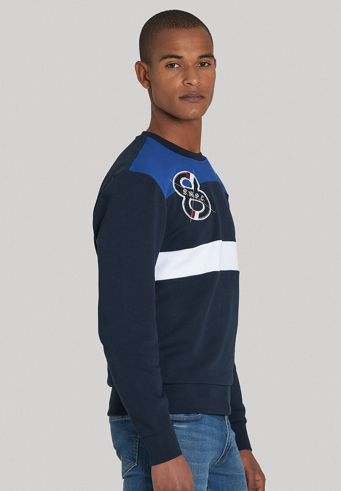 Beverly Hills Polo Club UK-BHPC 8 PANELLED SWEATSHIRT NAVY