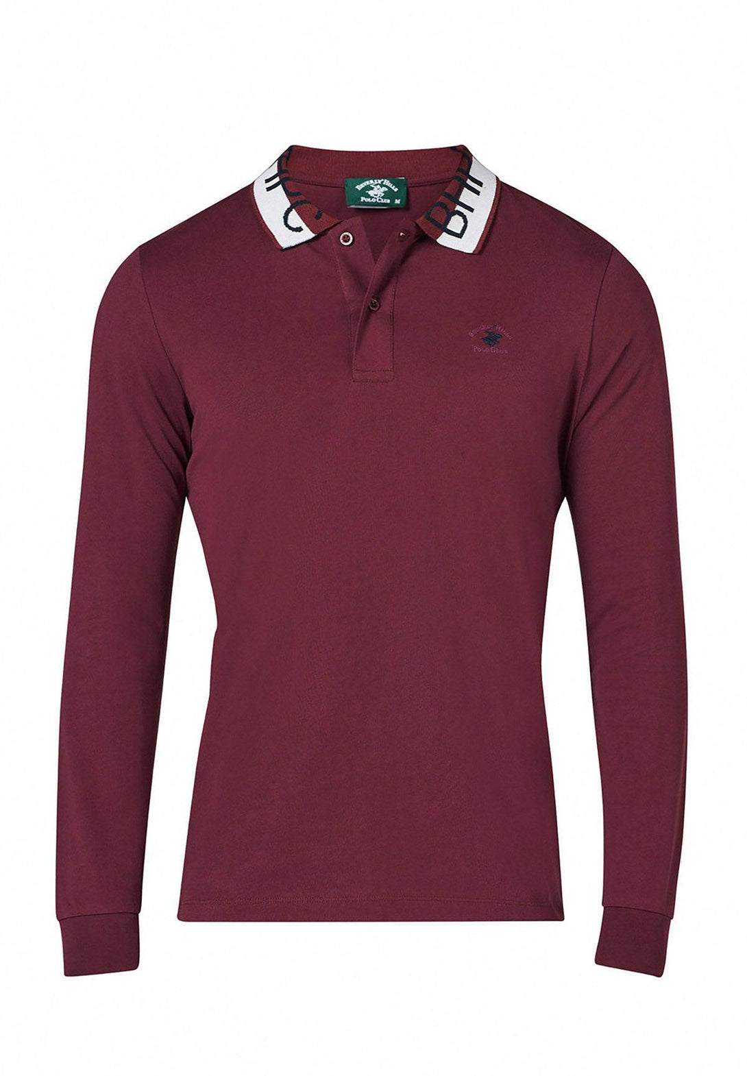 Beverly Hills Polo Club UK-BHPC COLLAR LS POLO SHIRT BOURDEAUX