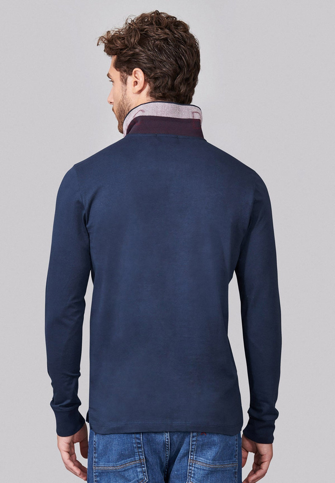 Beverly Hills Polo Club UK-BHPC COLLAR LS POLO SHIRT NAVY