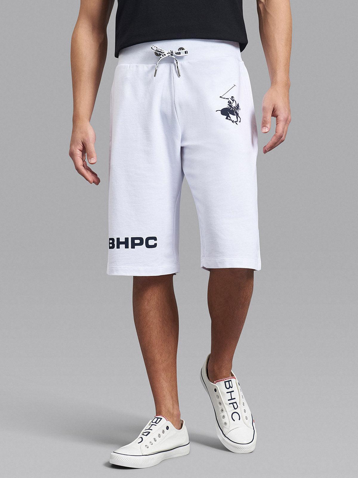 BHPC POLO PONY FLEECE SHORTS WHITE BEVERLY HILLS POLO CLUB