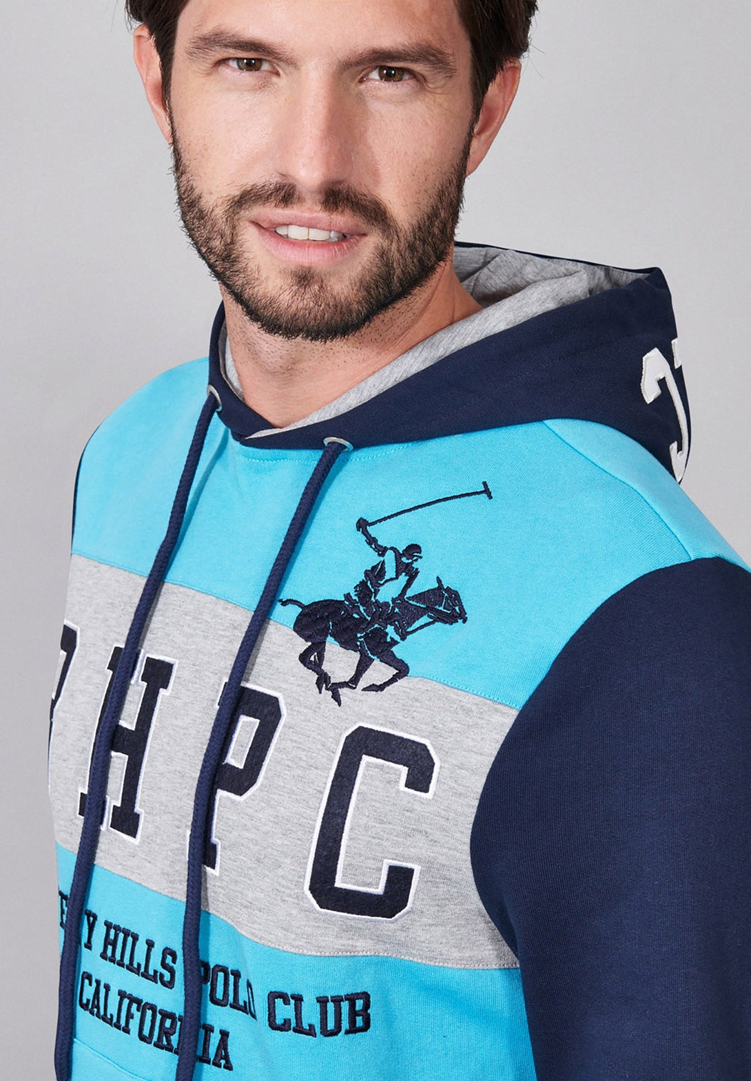 Beverly Hills Polo Club UK-BHPC POLO PONY PANEL HOODIE BALTIC BLUE