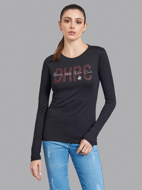 Beverly Hills Polo Club UK-BHPC SCRIPT LOGO LS T-SHIRT BLACK