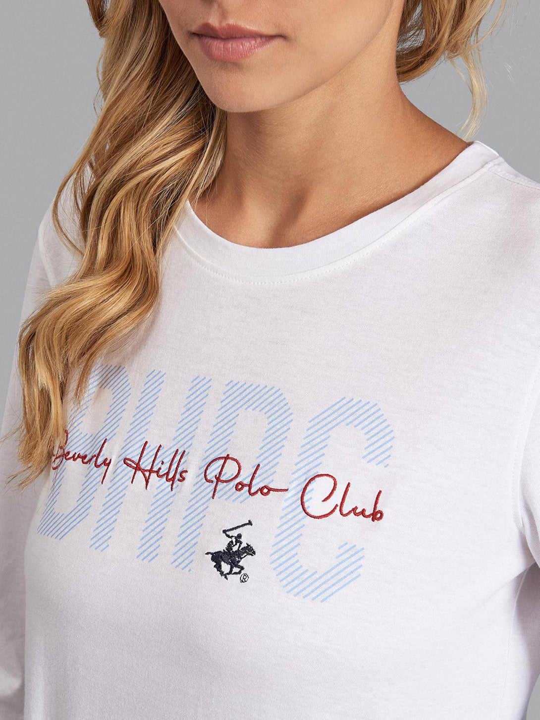 Beverly Hills Polo Club UK-BHPC SCRIPT LOGO LS T-SHIRT WHITE