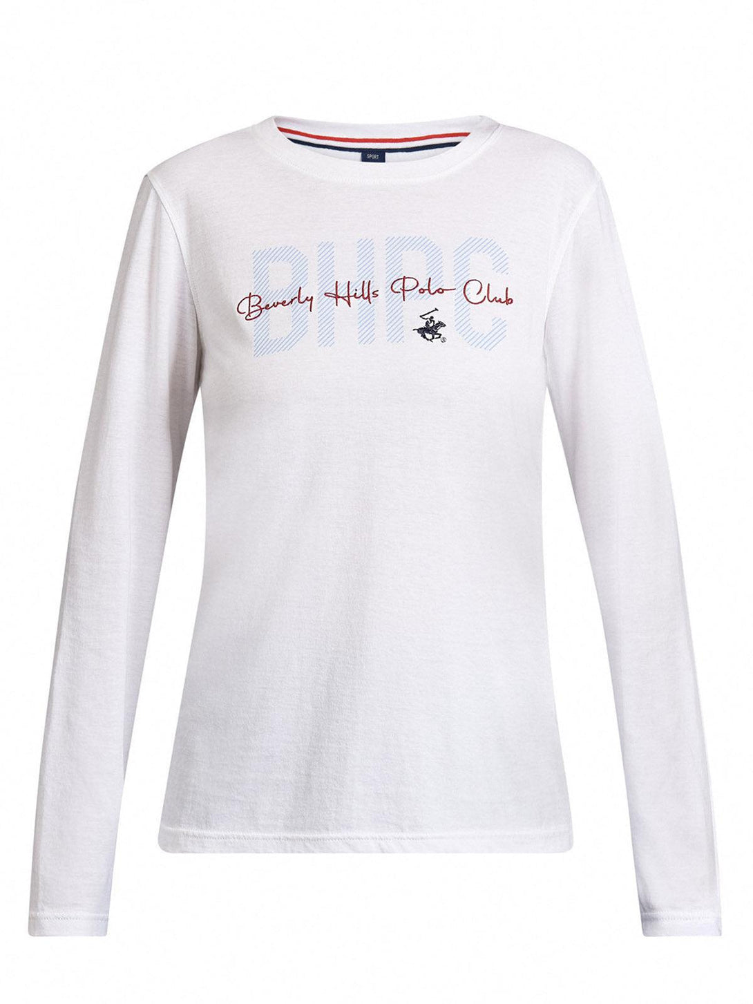 Beverly Hills Polo Club UK-BHPC SCRIPT LOGO LS T-SHIRT WHITE