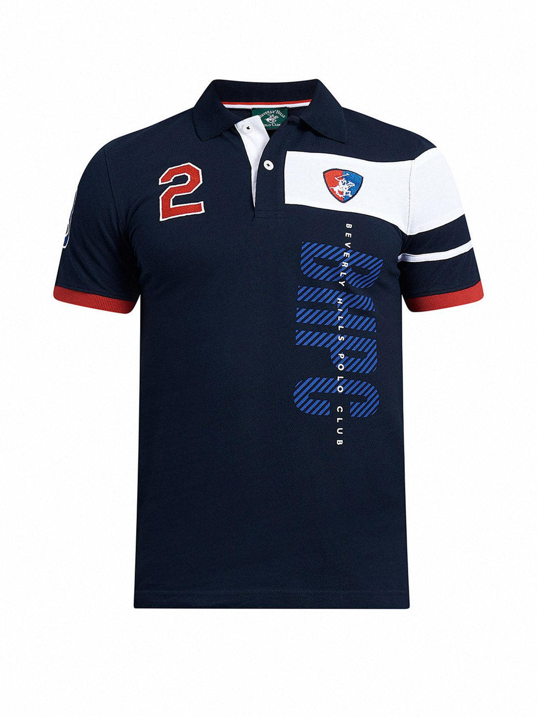 Beverly Hills Polo Club UK-BHPC SHIELD CREST TEAM POLO SHIRT TRUE NAVY